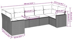 7 részes szürke polyrattan kerti ülőgarnitúra párnákkal