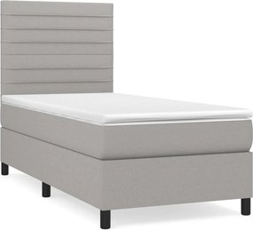 vidaXL világosszürke szövet rugós ágy matraccal 90x190 cm