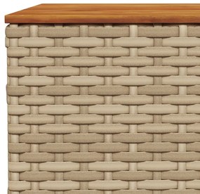 bézs polyrattan és akácfa kerti asztal 55 x 55 x 36 cm