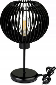 Éjjeli Lámpa Asztali Lámpa Fekete loft led E27 Lámpabúra Fa Fekete