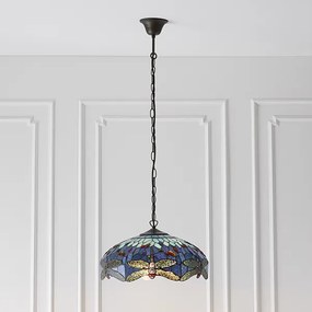 Endon klasszikus tiffany függeszték dragonfly blue sötétbarna sokszínű end64080