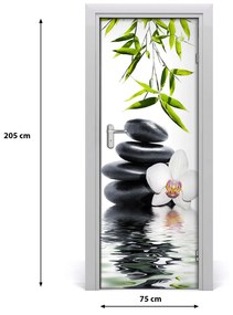 Poszter tapéta ajtóra Orchidea és kövek 75x205 cm