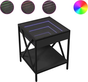vidaXL fekete végtelen hatású LED-es éjjeliszekrény 40 x 40 x 49 cm