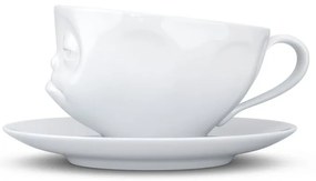 Fehér 'unatkozó' porcelán csésze és alátét - 58products