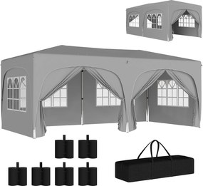 Outsunny Pavilon kb. 3x6m, vízálló stabil télen is használható gyorsan felállítható összecsukható pavilon, UV védelem 50+, összecsukható parti sátor k