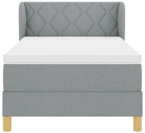 Boxspring Ágy Matraccal - Világosszürke, 90x200 cm, Szövet