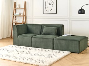 Sötétzöld kordbársony ottomán 83 x 41 cm LEMVIG Beliani