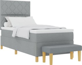 vidaXL Boxrugós ágy matracmal Világosszürke 100 x 200 cm szövet