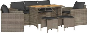 vidaXL 6 részes szürke polyrattan kerti ülőgarnitúra párnákkal