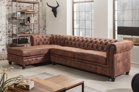 CHESTERFIELD barna mikroszálas balos sarokkanapé