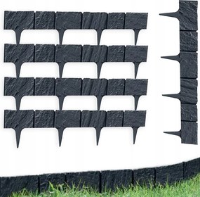 Kerti Szegély Antracit 390 X 9 CM Paliszád Lábakon Modern