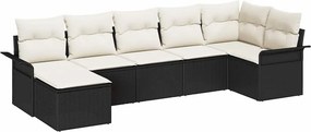 vidaXL Kerti Kanapé Szett tárolóval 7 pcs Fekete polirattan