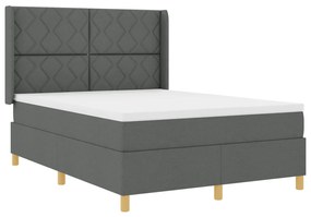 Boxspring Ágy Mattal Sötétszürke - 140x200 cm Szövet