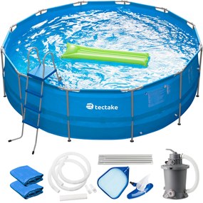 TecTake GmbH 403825 merina kör alakú medence 450x122cm, sok tartozékkal - kék