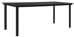 vidaXL fekete acél és üveg kerti étkezőasztal 190 x 90 x 74 cm