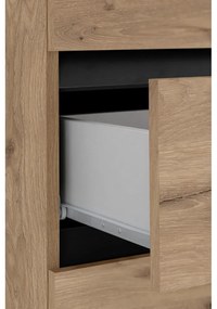 Natúr színű magas keskeny fürdőszoba szekrény tölgyfa dekorral 38x130 cm Wisla – Støraa