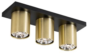 Modern mennyezeti reflektor fekete arannyal 3-lámpás - Tubo