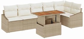 vidaXL Kert étkező szett párnával 7 pcs Beige és krém