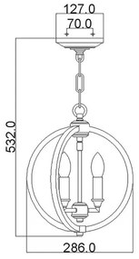 Feiss FE-CORINNE-3P-S-BB - Csillár láncon CORINNE 3xE14/60W/230V
