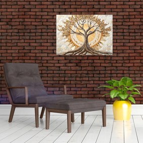 Üveg kép – Arany életfa mozaikban (70x50 cm)