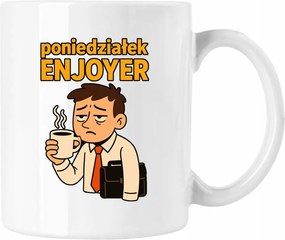 „Hétfő Élvező” Bögre Munkahelyre, Fehér, 330 ml