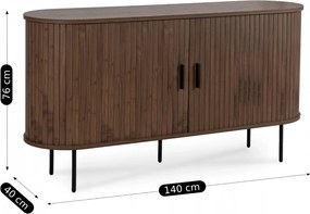 Komoda TRISH 140 cm Dwudrzwiowa Rozsuwana Orzech