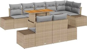 vidaXL Kert étkező szett párnával 9 pcs Barna és szürke