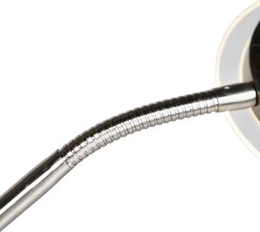 Modern állólámpa acélból és üvegből, beépített LED-del és olvasókarral - Divine