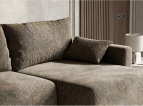 Barna zsenília kinyitható-tárolóhelyes sarokkanapé (jobb oldali-heverő résszel) Leon – Maison de Rêve