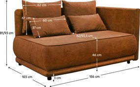 Kihúzható kanapé, terrakotta, jobbos, LIAMI