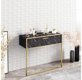 Fali konzolasztal POLKA 76,8x90 cm arany/fekete