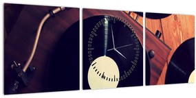 Gramofon lemezek képe (órával) (90x30 cm)