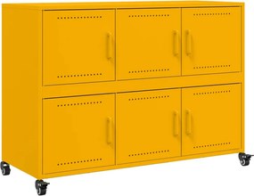 vidaXL mustársárga acél tálalószekrény 100,5 x 39 x 72 cm