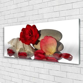 Modern üvegkép Rózsaszirmok Csendélet 125x50 cm