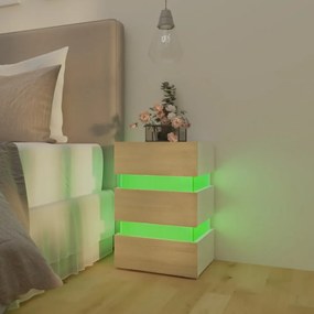 fehér szerelt fa LED-es éjjeliszekrény 45 x 35 x 67 cm