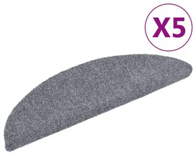 5 db világosszürke lyukasztott öntapadó lépcsőszőnyeg 56x17x3cm