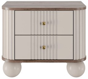 Vesper éjjeliszekrény készlet 56 cm - kasmír / diófa / arany fogantyúk / gömb alakú lábak
