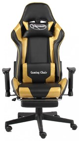 aranyszínű PVC forgó gamer szék lábtartóval