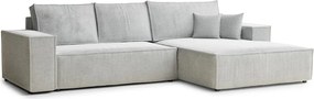 Világosszürke zsenília kinyitható-tárolóhelyes sarokkanapé (jobb oldali-heverő résszel) Maze – Maison de Rêve