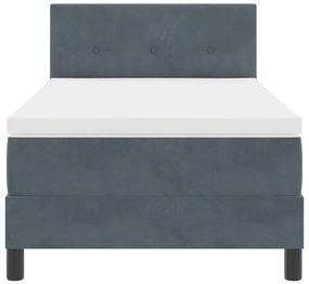 Boxspring ágy matraccal és LED-del Sötétszürke 90x200 cm Bársony