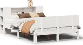 vidaXL fehér tömör fenyőfa könyvespolcos ágy matrac nélkül 140x200 cm