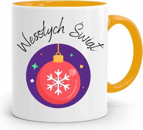 Sárga Karácsonyi Bögre Mikulásra, fényképes nyomtatással