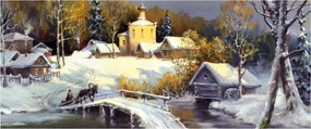 Kép - téli város (120x50 cm)
