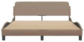 cappuccino színű műbőr ágykeret Dover 160x200 cm