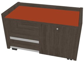 Verno mobil konténer 100 x 50 cm üveggel, bal, antracit tölgy / narancs
