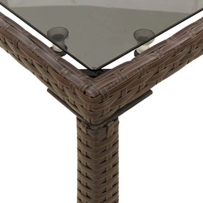 barna polyrattan üveglapos kerti asztal 115x54x74 cm