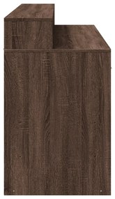 barna tölgy színű szerelt fa íróasztal LED-ekkel 140x55x91 cm