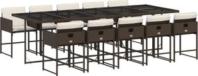 vidaXL 11 részes barna polyrattan kerti ülőgarnitúra párnákkal