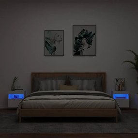 2 db fehér falra szerelhető TV-szekrény LED-ekkel 40x30x40 cm