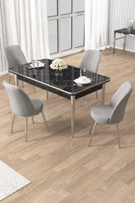 Rewa étkezőgarnitúra, fekete márvány-króm, 110 cm – TR240CHR3051